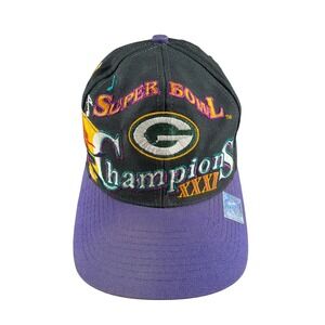 VTG 1997 Green Bay Packers Super Bowl XXXI Champions Snapback Hat Logo Athletic